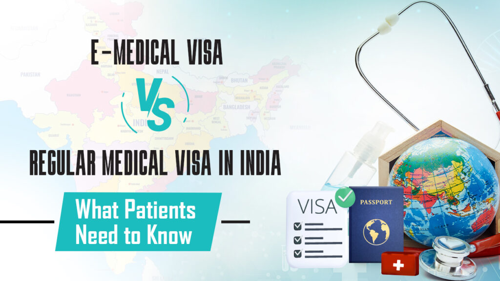 A graphic by Retentia Lifecare Titled : What is the Difference Between an e-Medical Visa and a Regular Medical Visa in India
